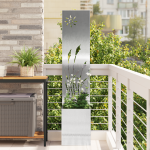 Ghiveci de Grădină cu Panou Decorativ Argintiu 32 x 140 cm GartenMobel Dekor