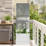 Ghiveci de Grădină cu Panou Decorativ Argintiu 50 x 140 cm GartenMobel Dekor