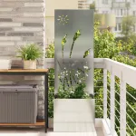 Ghiveci de Grădină cu Panou Decorativ Argintiu 50 x 140 cm GartenMobel Dekor