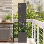 Ghiveci de Grădină cu Panou Decorativ Negru 32 x 140 cm GartenMobel Dekor