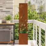 Ghiveci de Grădină cu Panou Decorativ Ruginit 32 x 140 cm GartenMobel Dekor