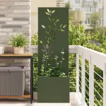 Ghiveci de Grădină cu Panou Decorativ Verde oliv 50 x 140 cm GartenMobel Dekor