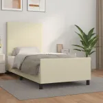 Cadru de pat cu tăblie, crem, 90x190 cm, piele ecologică GartenMobel Dekor