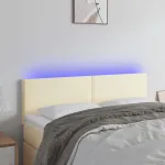 Tăblie de pat cu LED, crem, 144x5x78/88 cm, piele ecologică GartenMobel Dekor