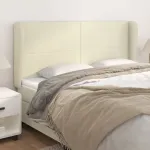 Tăblie de pat cu aripioare, crem, 183x23x118/128 cm, piele eco GartenMobel Dekor