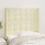Tăblie de pat cu aripioare, crem, 83x16x118/128 cm, piele eco GartenMobel Dekor