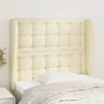 Tăblie de pat cu aripioare, crem, 83x23x118/128 cm, piele eco GartenMobel Dekor