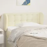 Tăblie de pat cu aripioare crem 93x23x78/88 cm piele ecologică GartenMobel Dekor