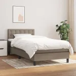 Pat box spring cu saltea, gri taupe, 90x190 cm, textil GartenMobel Dekor