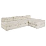 Canapea puf modulară 4 locuri, convertibilă, crem, textil GartenMobel Dekor