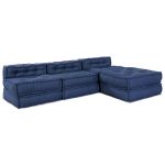 Fotolii puf modulare, 4 buc., indigo, textil GartenMobel Dekor