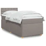 Pat box spring cu saltea, gri taupe, 90x190 cm, textil GartenMobel Dekor