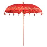 Umbrelă de soare Altele Manual Roșu x 250 cm Bumbac și lemn GartenMobel Dekor