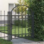 Poartă de gard Gri 100 x 125 cm Oțel vopsit în pulbere GartenMobel Dekor