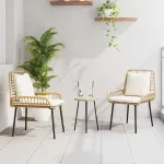 Set de masă pentru grădină cu pernă 3 pcs Maro, Negru, Crem GartenMobel Dekor