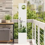 Ghiveci de Grădină cu Panou Decorativ Alb 32 x 140 cm GartenMobel Dekor