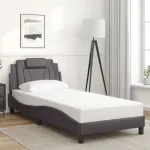 Cadru de pat cu tăblie, gri, 80x200 cm, piele ecologică GartenMobel Dekor