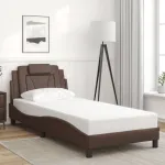 Cadru de pat cu tăblie, maro, 90x190 cm, piele ecologică GartenMobel Dekor