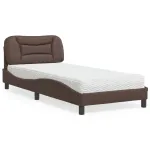 Pat cu saltea, maro, 90x190 cm, piele ecologică GartenMobel Dekor