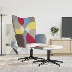 Scaun de relaxare cu taburet, textil, petice GartenMobel Dekor