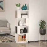 Bibliotecă/Separator cameră, alb, 51x25x132 cm lemn masiv pin GartenMobel Dekor