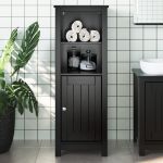 Dulap de baie BERG, negru, 40x34x110 cm, lemn masiv de pin GartenMobel Dekor