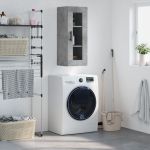 Dulap montat pe perete, gri beton, 34,5x34x90 cm GartenMobel Dekor