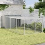 Cușcă câine cu țarc antracit 153x396x110 cm oțel galvanizat GartenMobel Dekor