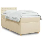 Pat box spring cu saltea, crem, 90x200 cm, textil GartenMobel Dekor