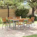 Set de dining de 7 piese din lemn de acacia și metal GartenMobel Dekor