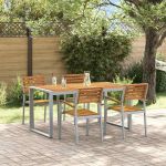 Set mese 5 piese lemn solid acacia și metal GartenMobel Dekor