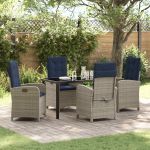 Set de dining pentru grădină cu 5 piese și perne, gri din ratan poliester. GartenMobel Dekor