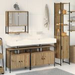 Set de mobilier de baie , 4 piese, în Stejar Artisan, din lemn ingineresc. GartenMobel Dekor