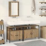 Set de mobilier pentru baie 3 piese Stejar artizanal Lemn ingineresc GartenMobel Dekor