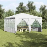 Tenda de petrecere , albă, cu 8 pereți laterali, 4x4 m din PE GartenMobel Dekor