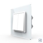 Intrerupator Dublu Mecanic Cap Cruce LIVOLO cu Rama din Sticla - Serie Noua SmartElectro IntelligentHouse