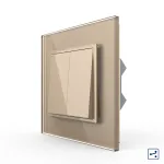 Intrerupator Dublu Mecanic Cap Cruce LIVOLO cu Rama din Sticla - Serie Noua SmartElectro IntelligentHouse