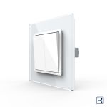 Intrerupator Dublu Mecanic Cap Scara LIVOLO cu Rama din Sticla - Serie Noua SmartElectro IntelligentHouse