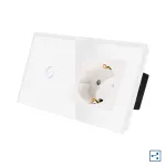 Intrerupator Simplu Cap Scara / Cruce + Priza cu Rama din Sticla LUXION, Serie A SmartElectro IntelligentHouse