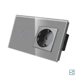 Intrerupator Simplu Cap Scara / Cruce + Priza cu Rama din Sticla LUXION, Serie A SmartElectro IntelligentHouse