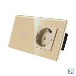 Intrerupator Simplu Cap Scara / Cruce + Priza cu Rama din Sticla LUXION, Serie A SmartElectro IntelligentHouse