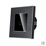 Intrerupator Simplu Cap Scara / Cruce cu Touch din Sticla si Rama de Aluminiu LUXION, Serie A SmartElectro IntelligentHouse