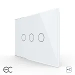 Intrerupator Triplu Cap Scara / Cruce cu Touch LIVOLO din Sticla, Standard Italian - protocol ZigBee EC SmartElectro IntelligentHouse