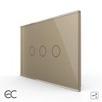 Intrerupator Triplu Cap Scara / Cruce cu Touch LIVOLO din Sticla, Standard Italian - protocol ZigBee EC SmartElectro IntelligentHouse