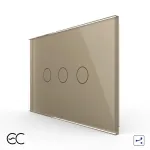 Intrerupator Triplu Cap Scara / Cruce cu Touch LIVOLO din Sticla, Standard Italian - protocol ZigBee EC SmartElectro IntelligentHouse