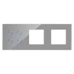 Panou Intrerupator Cvadruplu cu Touch si 2 Prize Simple Din Sticla LUXION SmartElectro IntelligentHouse
