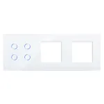 Panou Intrerupator Cvadruplu cu Touch si 2 Prize Simple Din Sticla LUXION SmartElectro IntelligentHouse