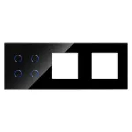 Panou Intrerupator Cvadruplu cu Touch si 2 Prize Simple Din Sticla LUXION SmartElectro IntelligentHouse