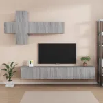 Set comode TV, 7 piese, gri sonoma, lemn compozit GartenMobel Dekor