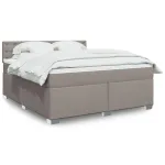 Pat continental cu saltea, gri taupe, 180x200 cm, textil GartenMobel Dekor